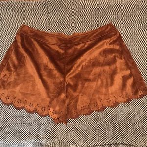 Brown faux suede shorts (women xs, girls size 18)